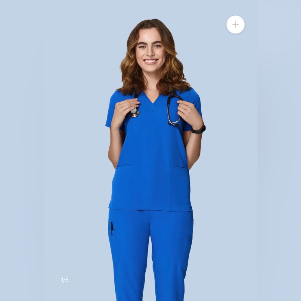 Royal blue Mandala 6 pocket scrub top